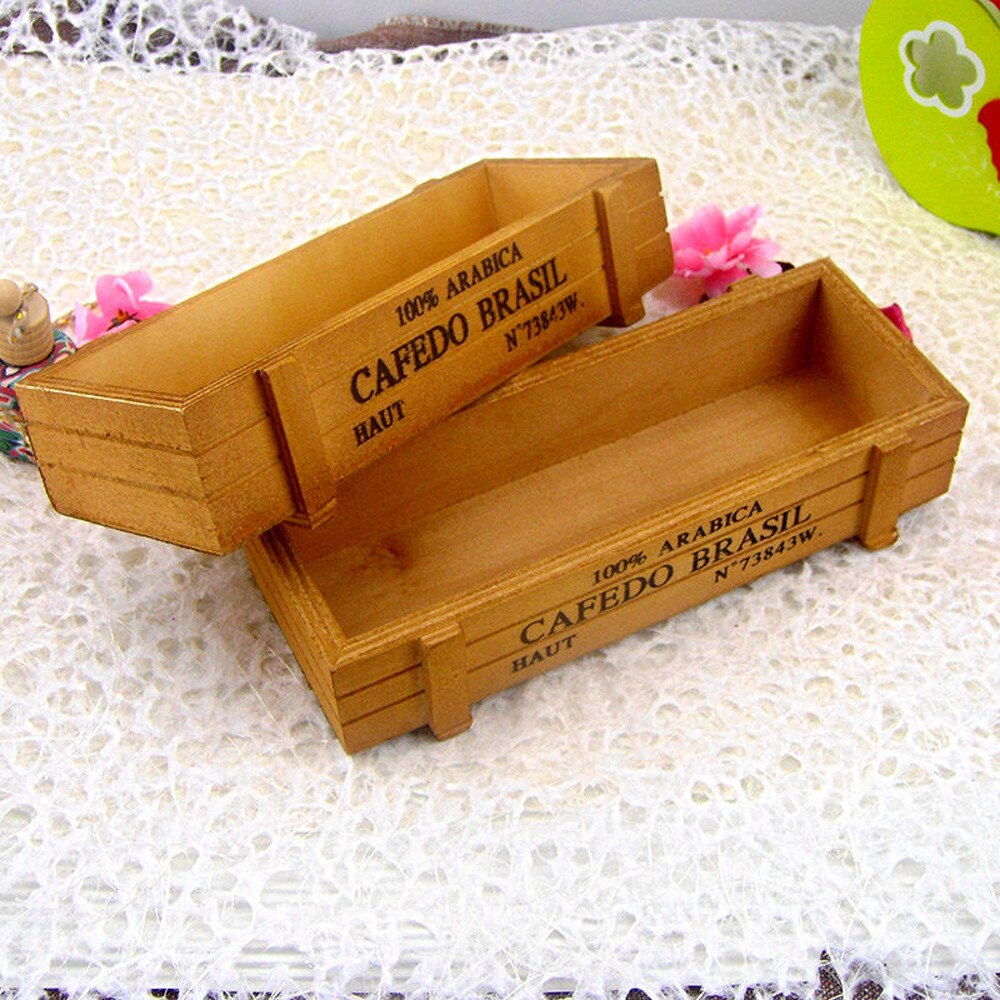 Retro Wood Box Crate Nursery Bonsai Succulent Flower Pot Trinket Desktop Storage Balcony Garden Decoration Seed Plant Maceta