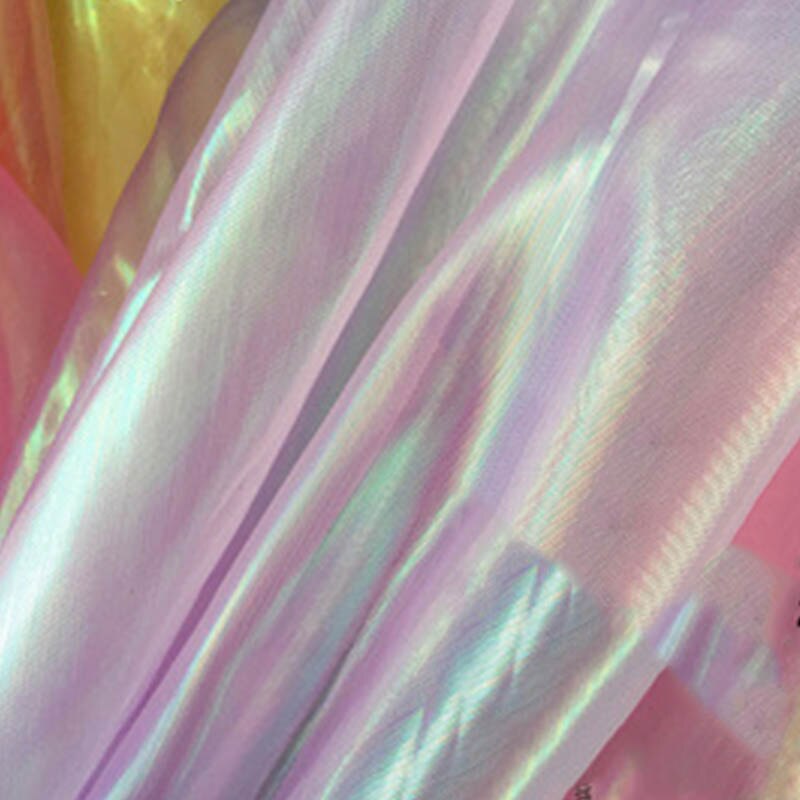 Tissu Tulle Organza irisé 100x150CM | Arrière-plan bricolage pour thème sirène licorne, nappe de mariage, décor de fête: Purple