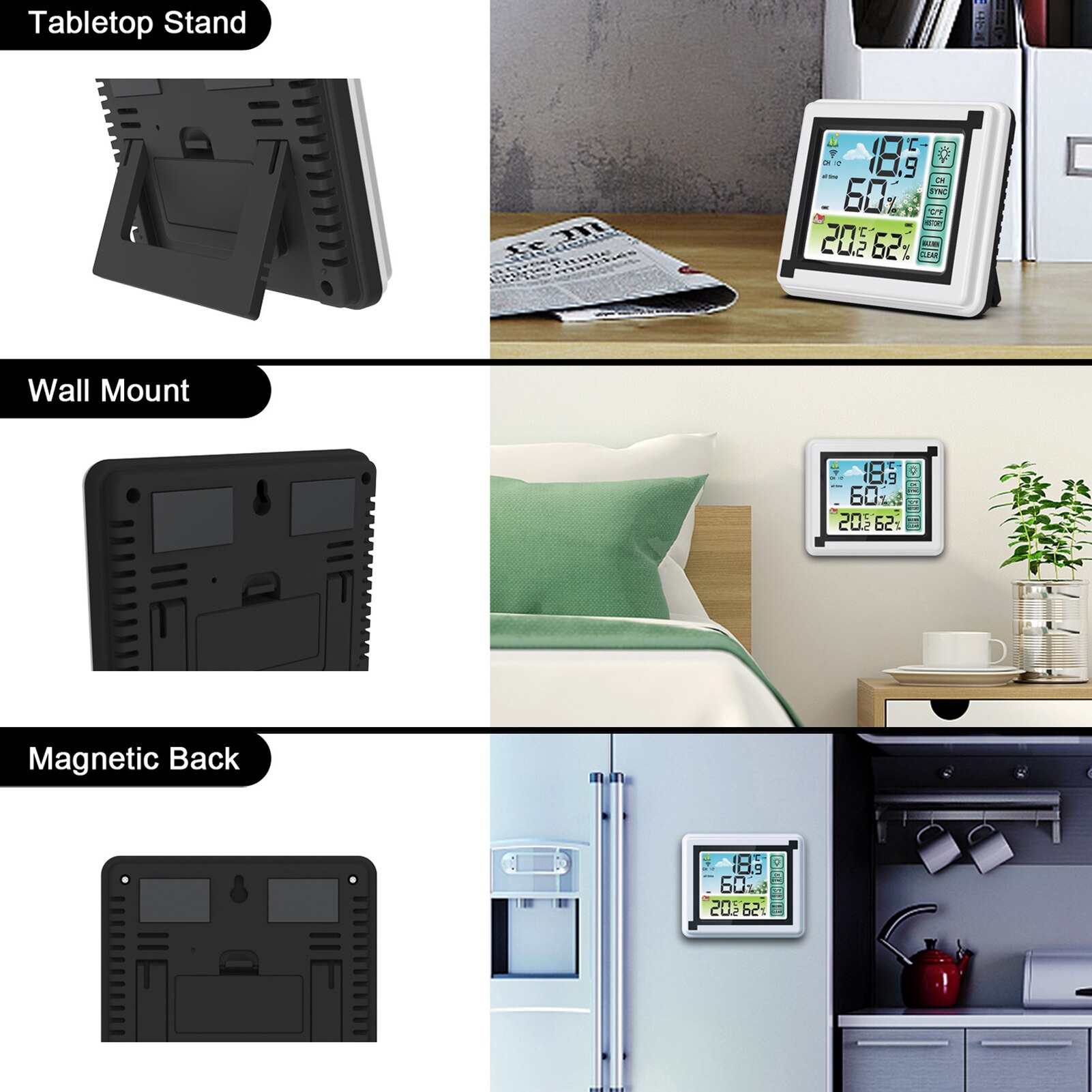 Weather Station Indoor Outdoor Wireless Digital Thermohygrometer Temperature meter Humidity Monitor Weather Clock Hygrometer