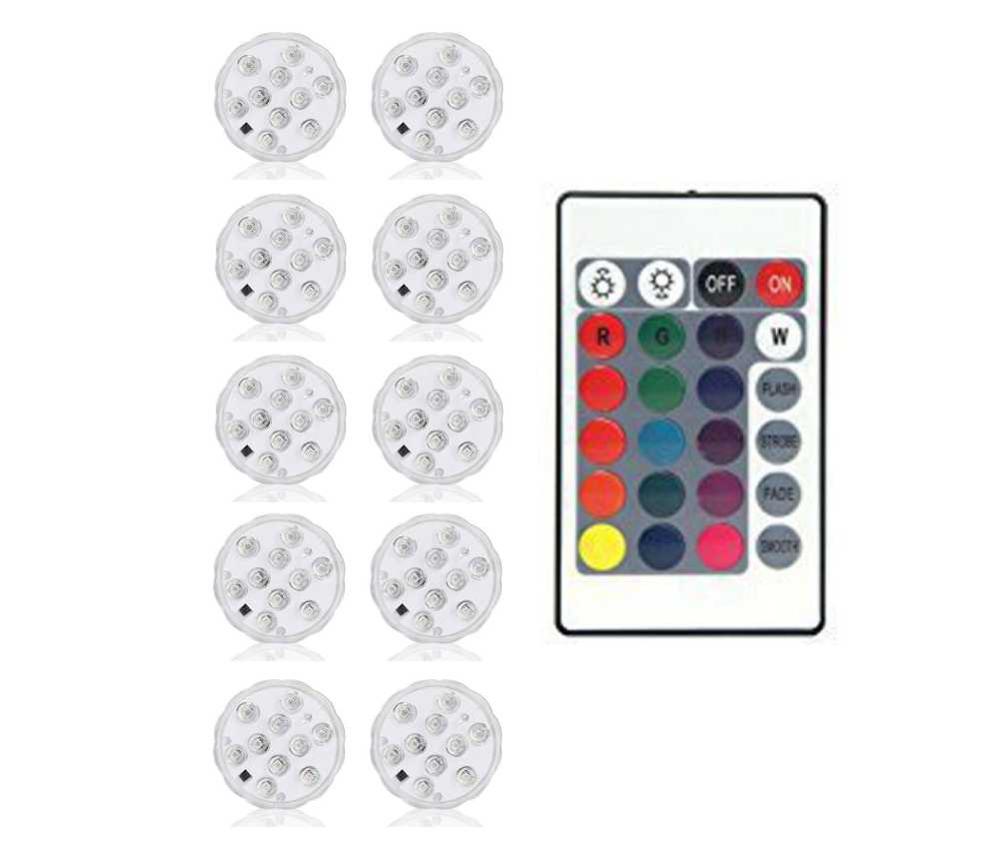 Dive lights led pool light swimming poole lights vase fish tank pond discotheque wedding party use night light for decoration: 1 controller 10lamp