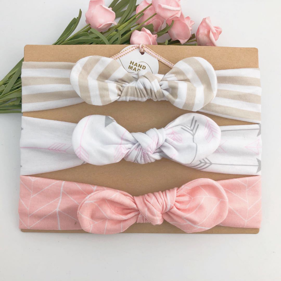 3 Stks/set Baby Meisjes Tulband Hoofdband Haar Accessoires Katoen Konijn Oor Boog Elastische Haarband Baby Prinses Kerst Dag: 5