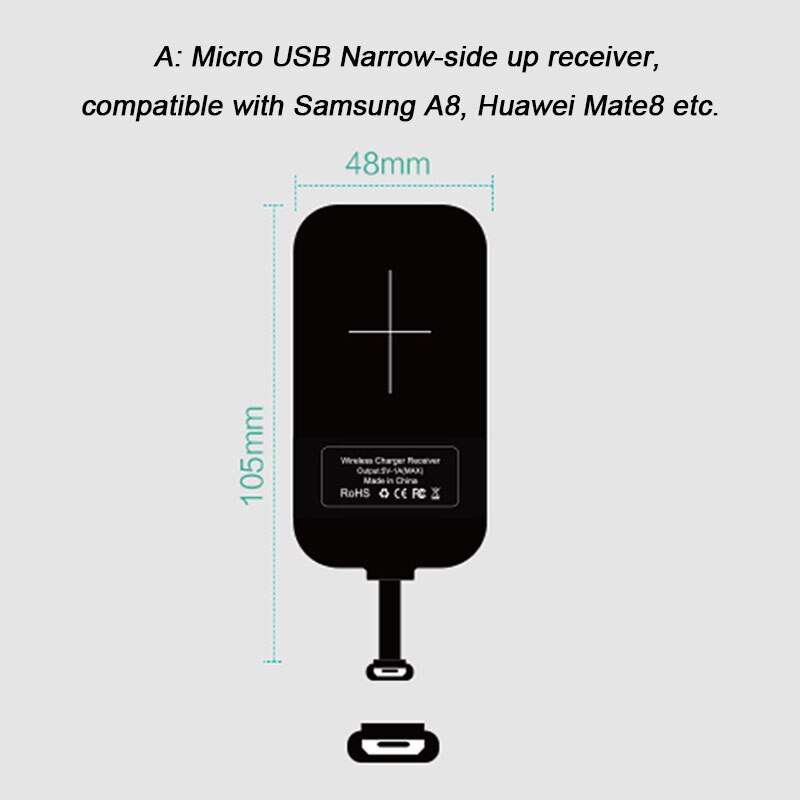 Nillkin etiquetas mágicas qi receptor de carregamento sem fio micro usb/tipo c adaptador para iphone 5S se 6 s 7 plus para samsung s6 s7 borda: fo Micro USB A