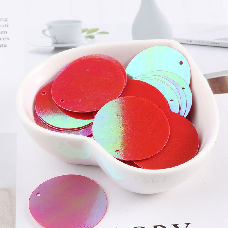 10g/- pack 30 mmab kleur platte ronde losse pailletten pailletten naaien bruiloft knutselen, dameskleding accessoires: Ab rood
