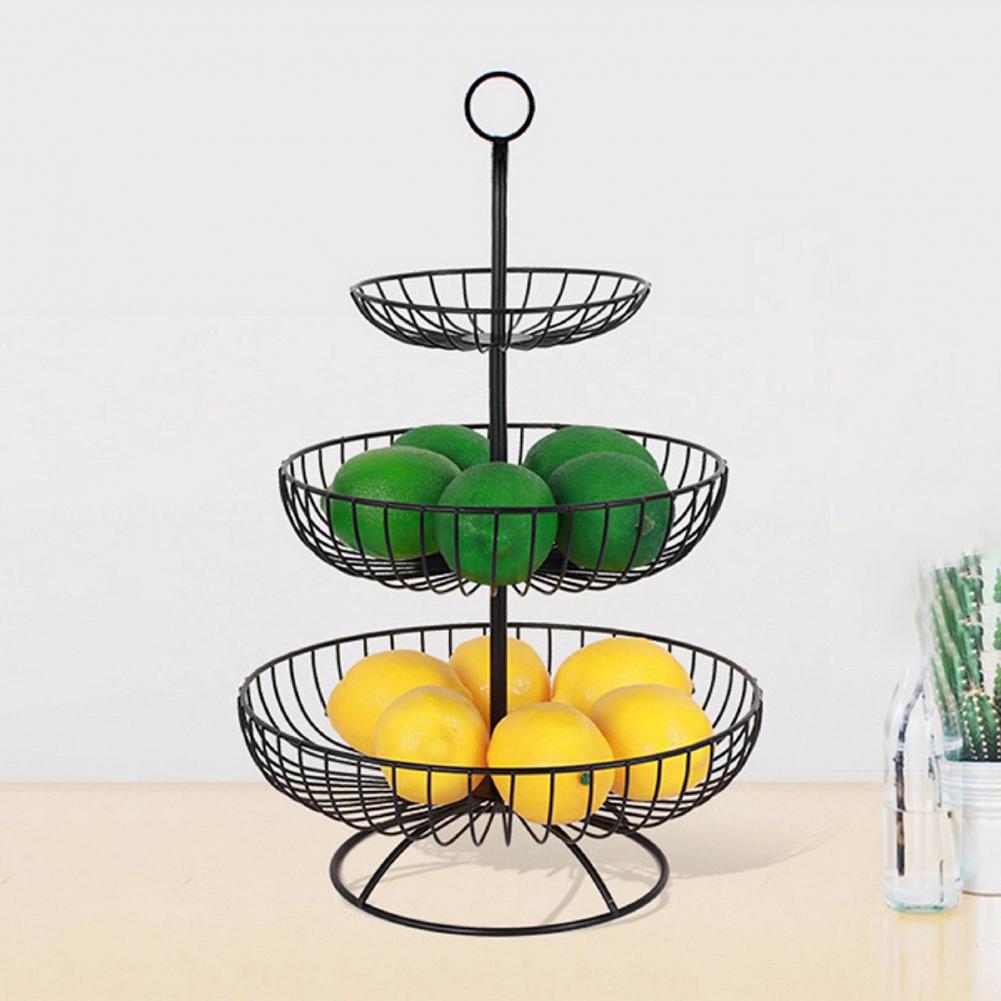 Fruit Basket Elegance Three Tier Fruit Basket Stand Round Storage Tray Fruit Container Bowl Kitchen Organizer