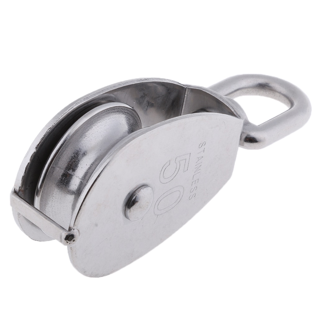 50mm Stainless Steel Single Sheave Swivel Eye Boat Rigging Hoist Lift Pulley
