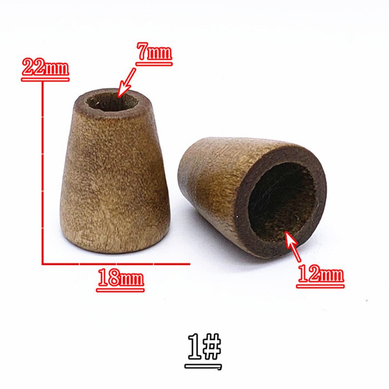 Meetee 20 stk træ trompet vedhæng prop spænde hat reb bælte snor lås gør-det-selv snøre hale klip snor ende tilbehør  ds015: No1-22mm