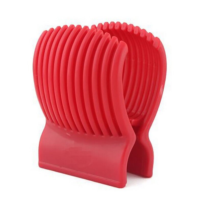 Red Tomato Slicer Plastic Kitchen Gadgets Tools Potato Onion Fruit Vegetable Cutter Cuts Tomato Slicers Holder Slicer Guide