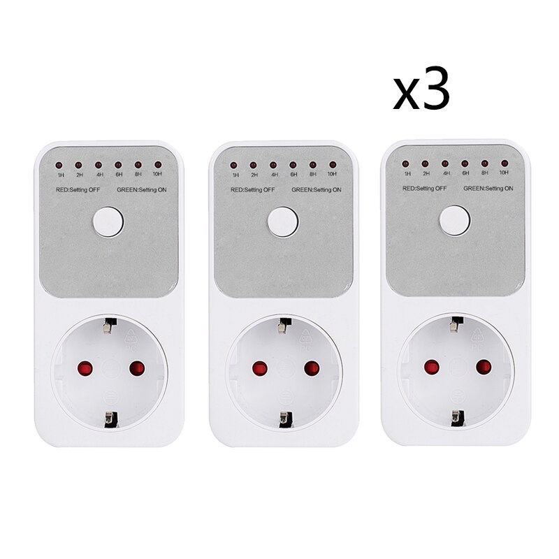 Mini LED 230V 16A 1h-10h Countdown Timer Switch Socket Outlet Plug-in Time Control for Kitchen Electric Appliance EU Plug: 3PCS