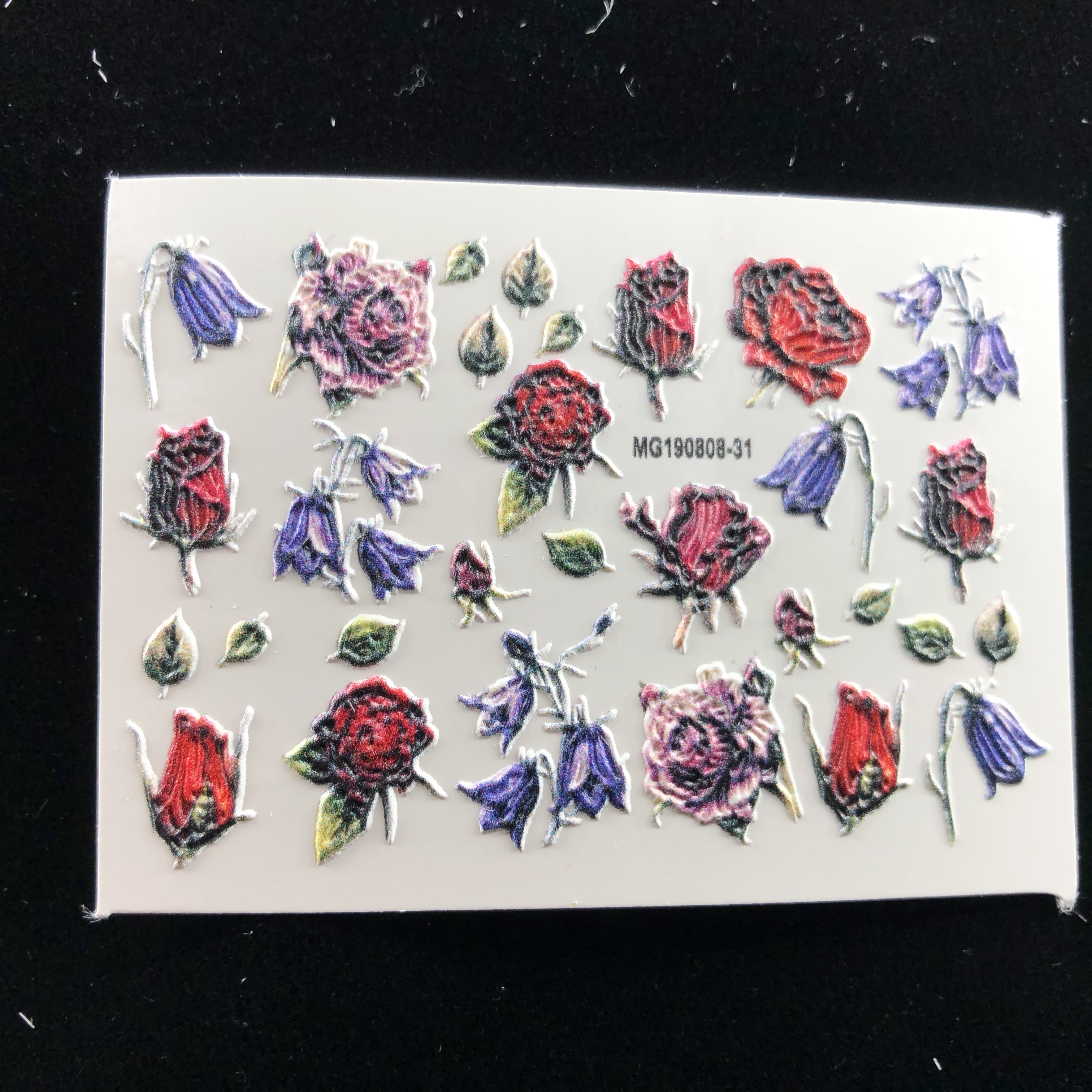 3D Neue Acryl Gravierte Nagel Aufkleber Blau &Ampere; Rosa Blume Schmetterling Wasser Decals Empaistic Nagel Wasser Rutsche Abziehbilder Z0302