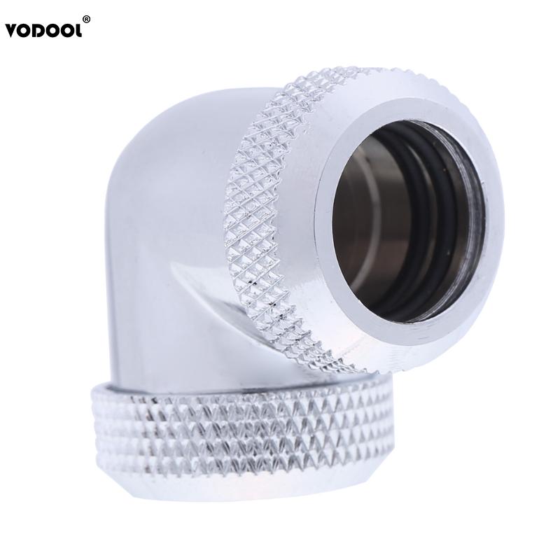Computer waterkoeling accessoire 14mm od  g1/4 binnendraad 90 graden buisconnector voor pc waterkoeling voor 14mm od harde buizen: Zilver