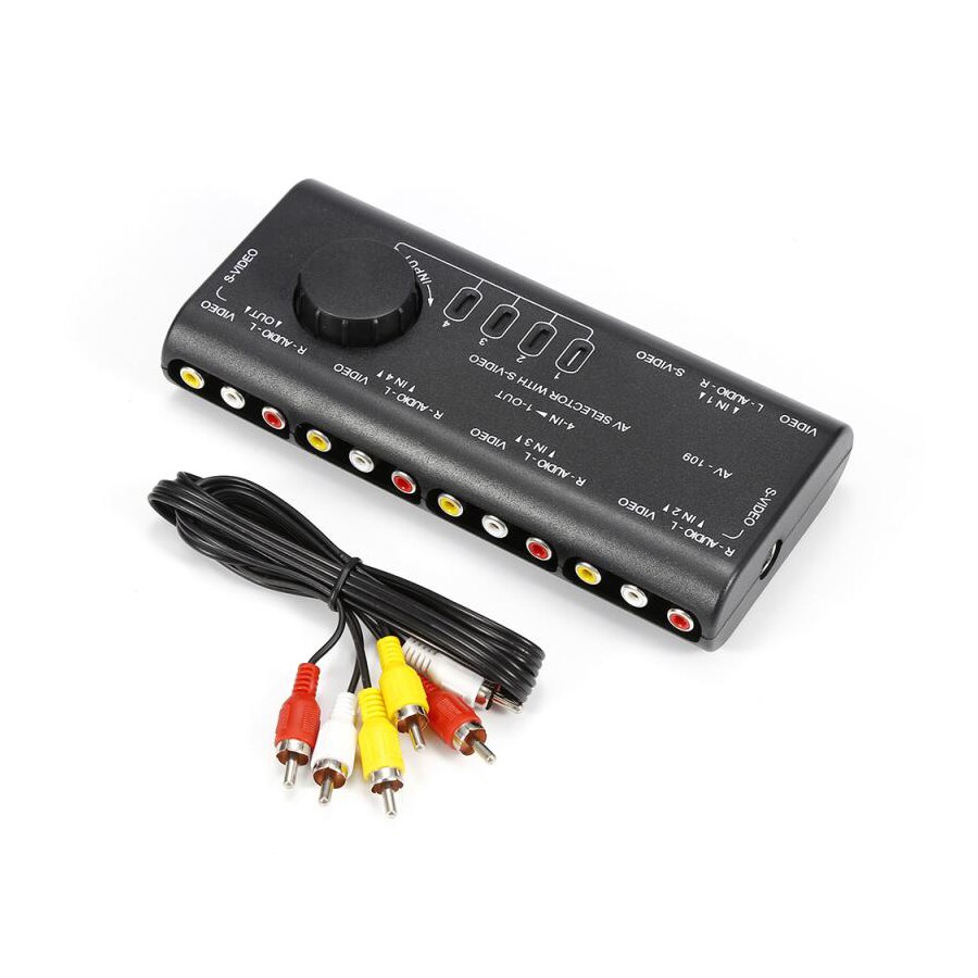 4 In 1 Out AV RCA Switch Box AV Audio Video Signal Switcher Splitter 4 Way Selector With RCA Cable For Television DVD VCD TV: Default Title
