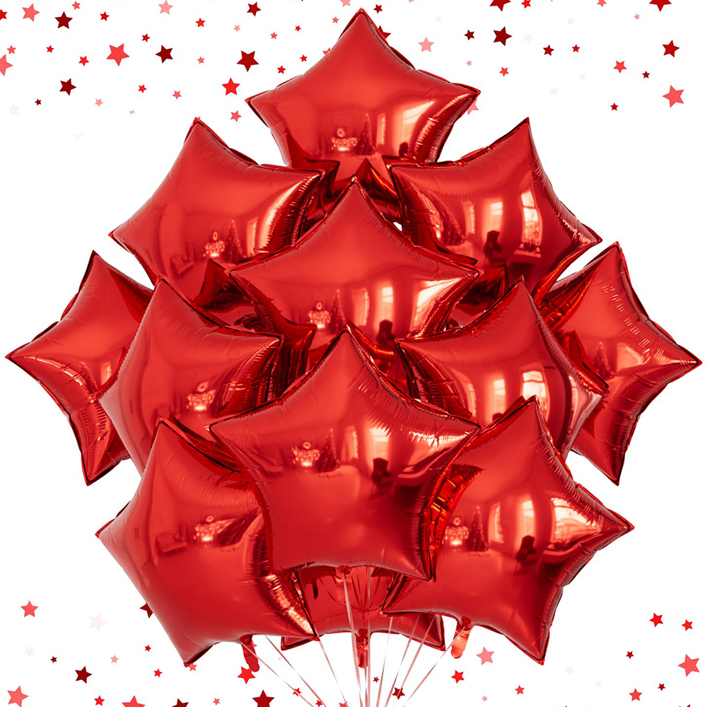 10 Uds. Globos de película de aluminio en forma de estrella decoración navideña decoración de aniversario de cumpleaños decoración de Festival decoración de habitación Dec: Rojo