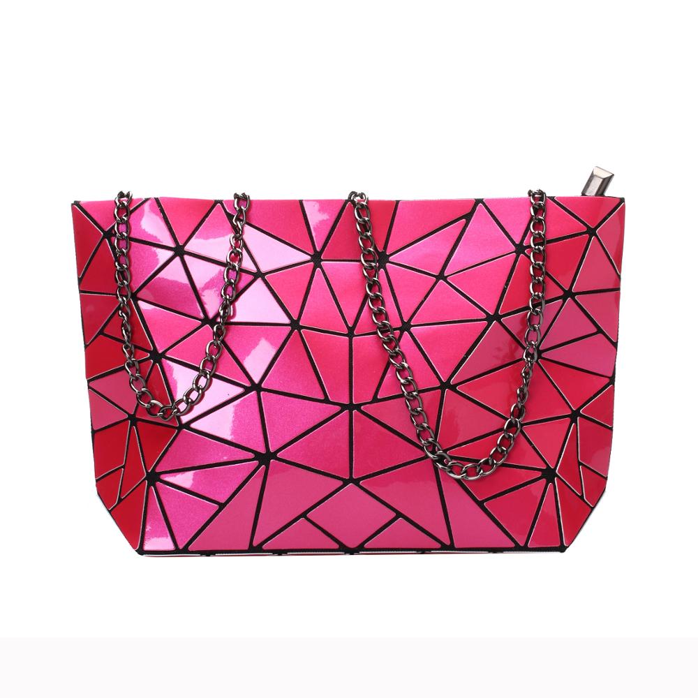 Vrouwen Keten Schoudertas Sac A Main Tas Mode Geometrische Messenger Bags Vlakte Vouwen Crossbody Tassen Clutch Avondtasje Bolso: rose red