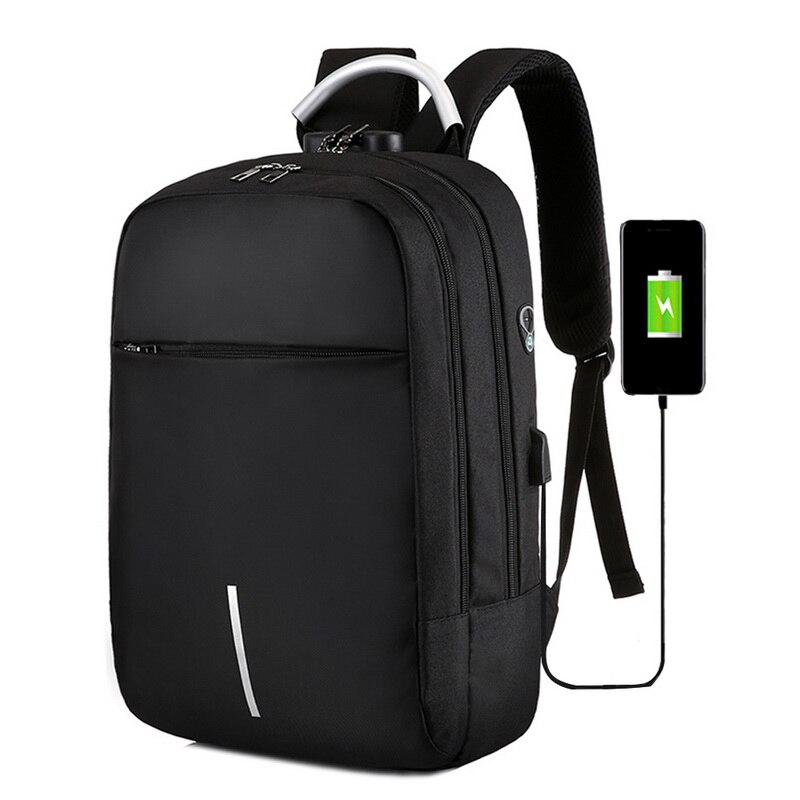 Men's and women's general backpack anti theft backpack USB charging backpack multi functional business computer Backpack: black