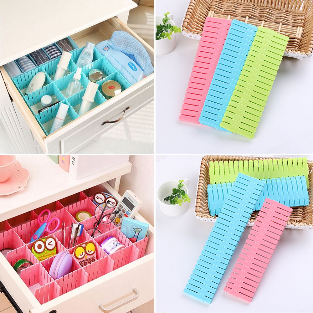 4PCS Grid Drawer Divider Household Necessities Storage Organizer Adjustable Plastic Desk Sets School Stationery Office Supplies