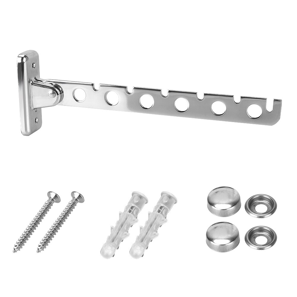 Tendedero de ropa, perchas plegables de acero inoxidable con 6 agujeros para interior, ahorro de espacio, montado en la pared, organizador para el hogar: A