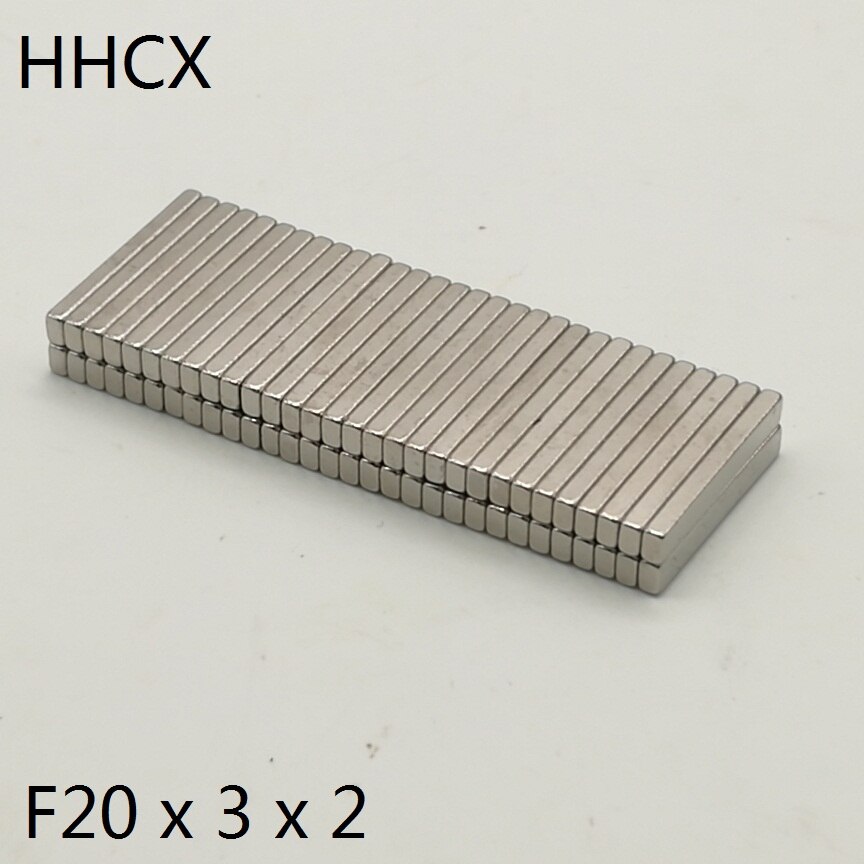 10 20 50 100 unids/lote imán 20*3*2 N35 bloque de imán de neodimio hierro boro (NdFeB) 20x3x2 imanes 20 x 3 x 2 para Motor