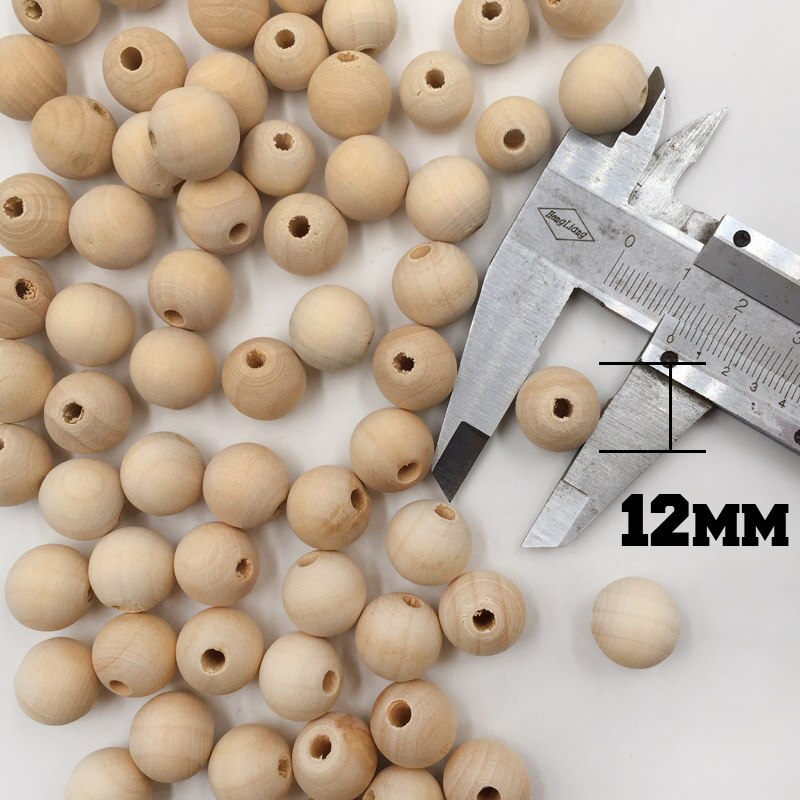 1-100PCs Natural Ball Wood Spacer Beads 6-50mm For Charm Bracelet baby wooden round bead: 12mm 100pcs