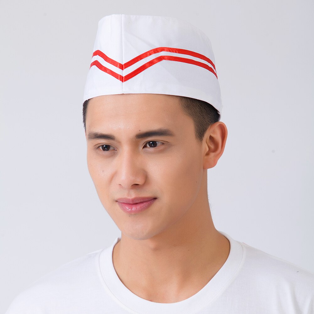 Restaurant Chef Hats Striped Catering Kitchen Reposteria Cook Hat Men Women Hotel Bakey Cafe Waiter Breathable Cap