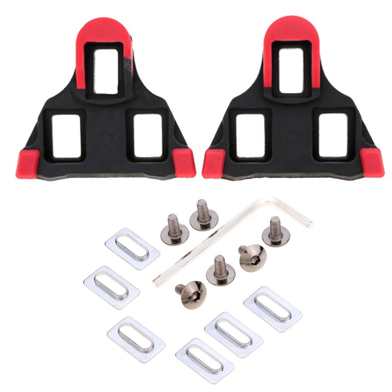 Cubiertas de tacos para ciclismo de 6 grados, tacos de bicicleta de carretera, pedales de ciclismo con bloqueo automático para Ciclismo de Carretera, equipos deportivos para montar: Red and Black