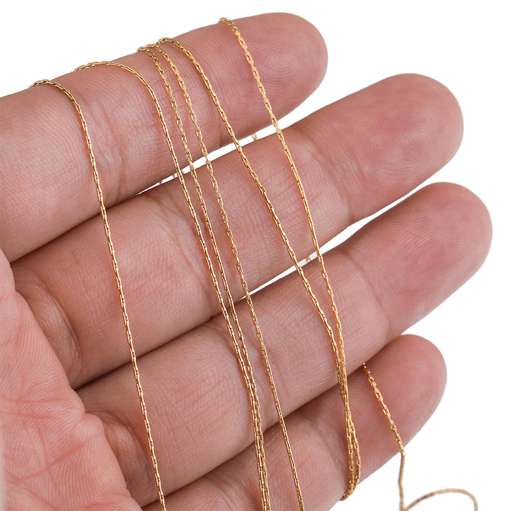 Cable pequeño de acero inoxidable para fabricación de joyas, cadena de cuerda dorada de 0,5mm, suministros para collar y pendientes, , 2m/lote