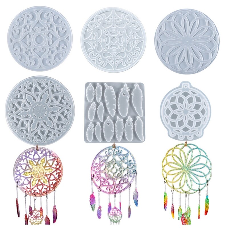 Dream Catcher Silicone Molds Epoxy Resin Casting Feather Pendant for Wall Hanging Decor Bedroom Living Room Art Craft