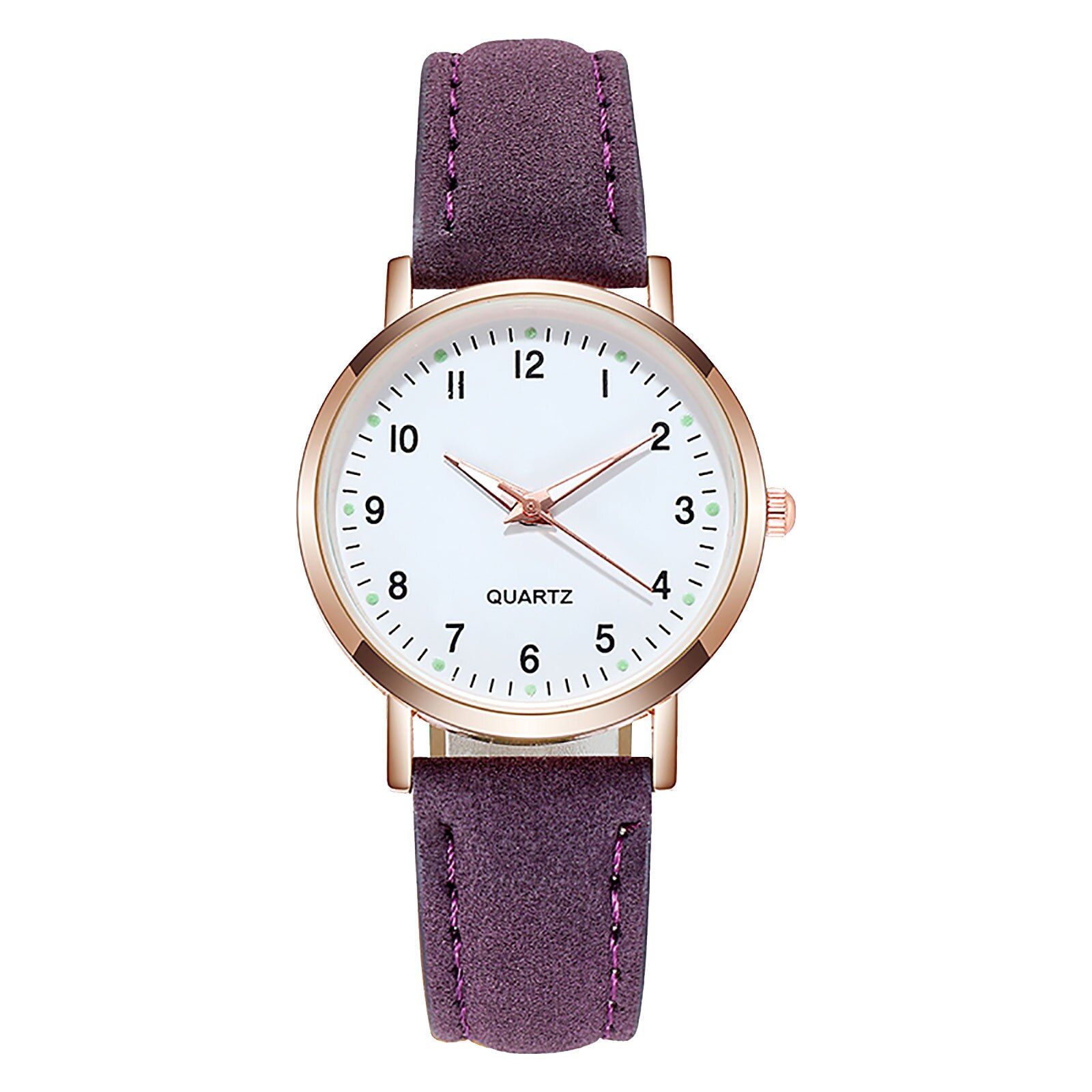 Dames Diamanten Bezaaid Lichtgevende Retro Vrouwelijke Horloge Lederen Riem Quartz Horloge Vrouwen Eenvoud Casual Decoratie Horloges: Paars