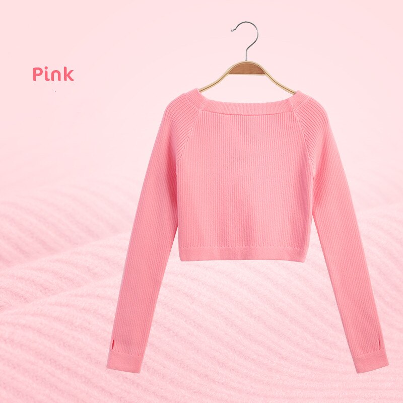 Meisjes Ballet Dans Trui Elastische Platte Schouder Trui Tiener Kinderen Herfst Winter Truien Met Lange Mouwen Truien: height 135-145cm / Pink