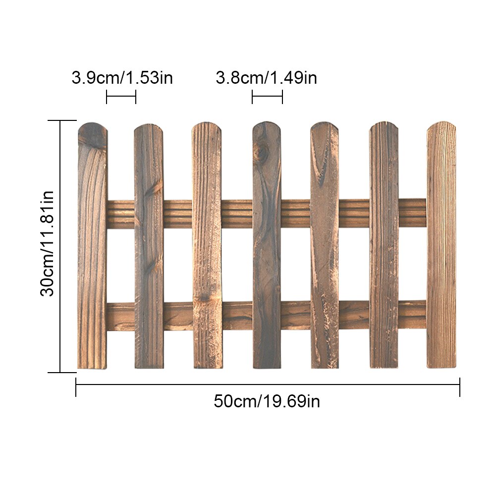 Solid Wooden Picket Fences Miniature Fairy Carbonized Wood Lawn Fence For Garden Home Courtyard Decoration