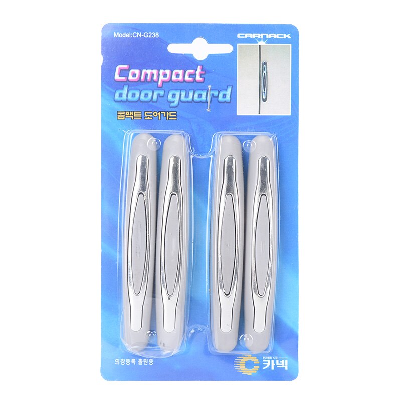 4 stk/pakning bil antikollisjonslist bildørbeskytter dørkantbeskytter styling støping anti-ripe klistremerke: Sølv