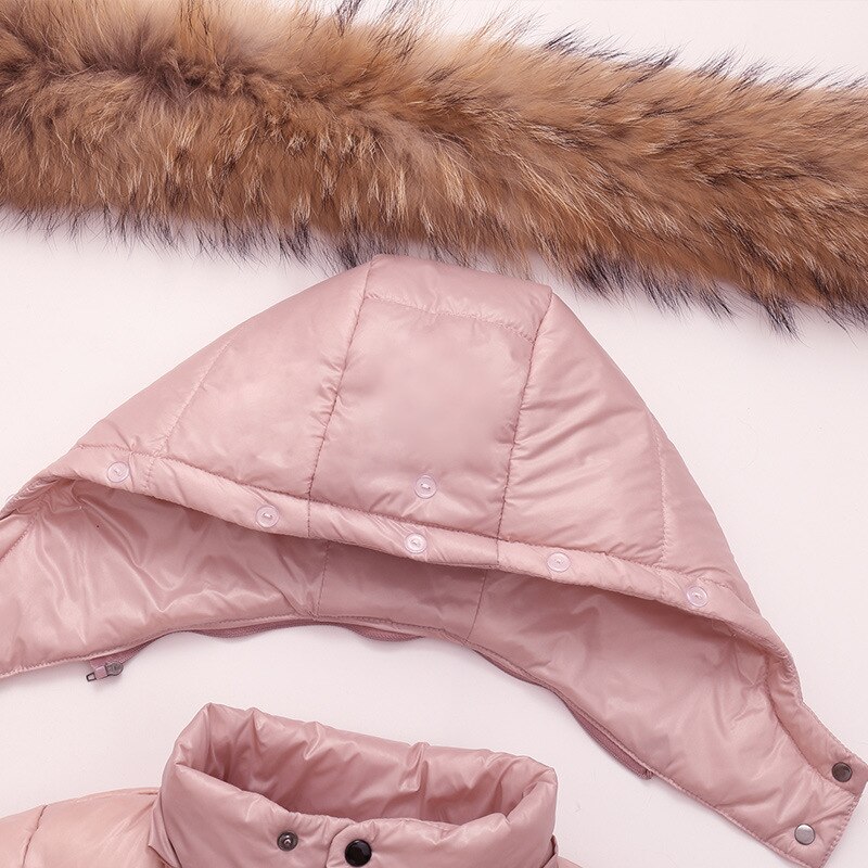 Manteau d'hiver russe pour filles, vêtements d'extérieur pour enfants, combinaison parka à capuche, fourrure, neige épaisse