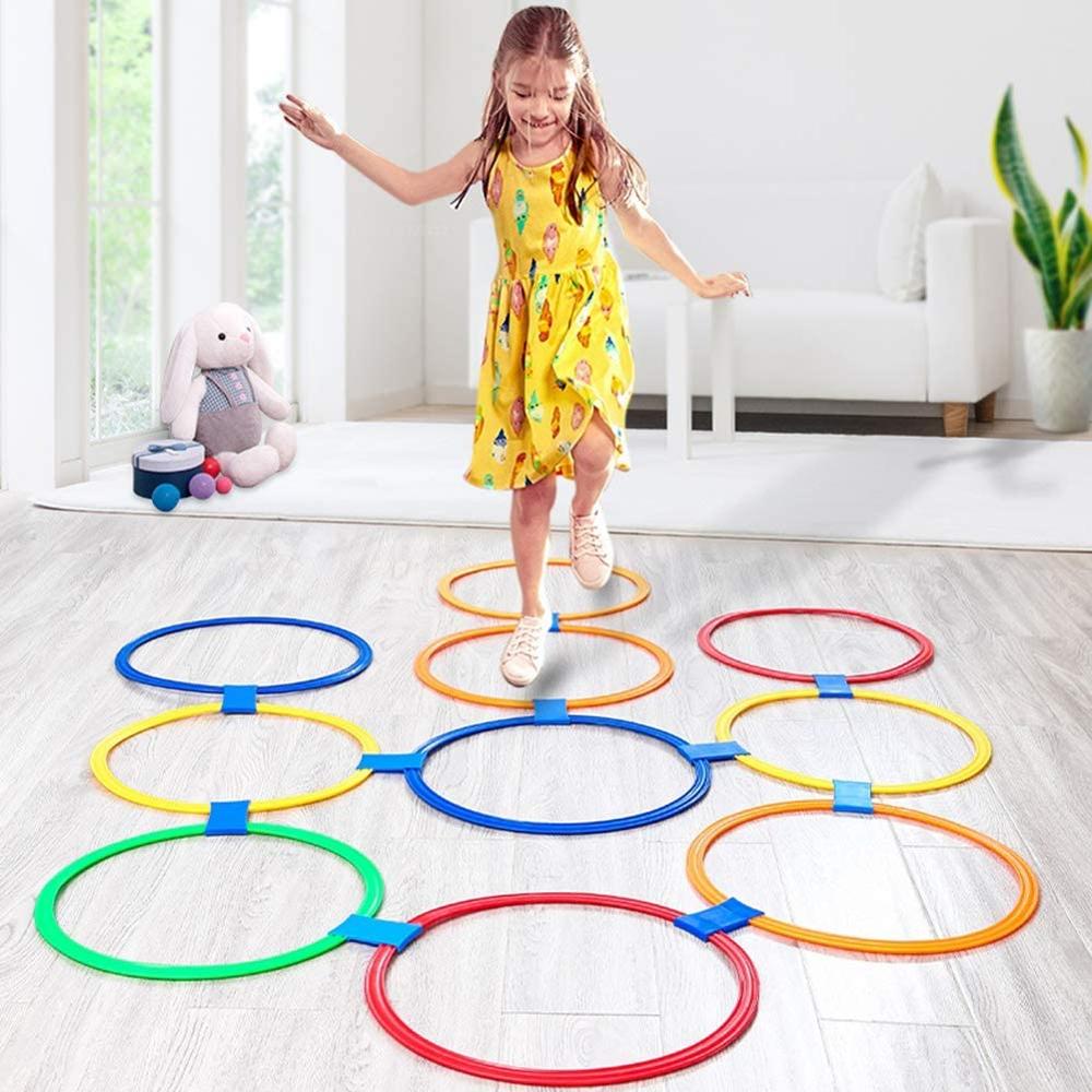 Hopscotch Ring Game - 10 Multi-Gekleurde Plastic Ringen En 10 Connectors Voor Indoor Of Outdoor Gebruik-Fun creatieve Play Set