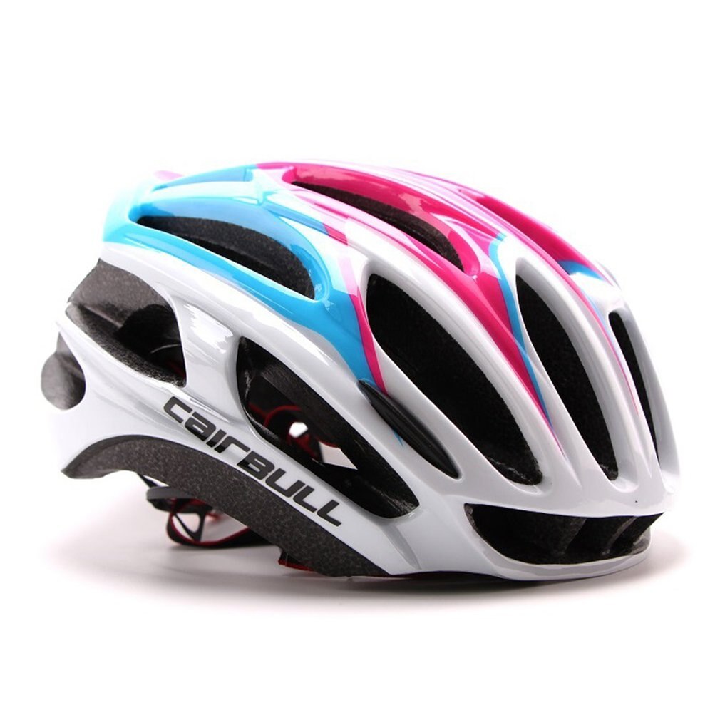 Road Mountain Bike Riding Helmet Ultra-light One-piece Bicycle Helmet Adjustable Head Circumference Portable Helmet: M Pink White