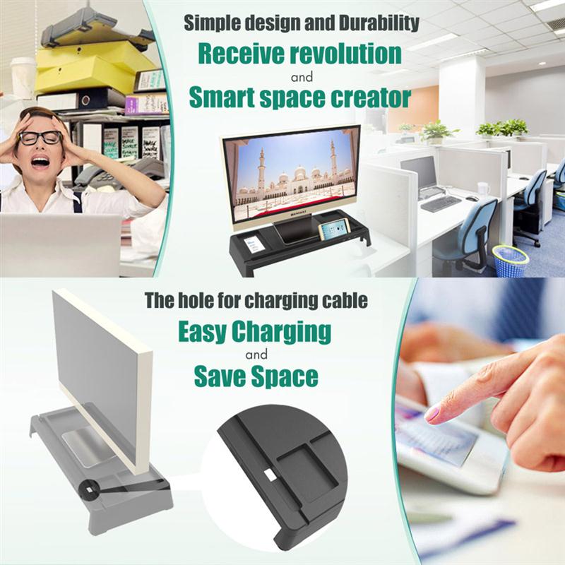 Monitor Stand Riser with USB Support Data Transfer and Charging Steel Desk Organizer for Laptop Computer