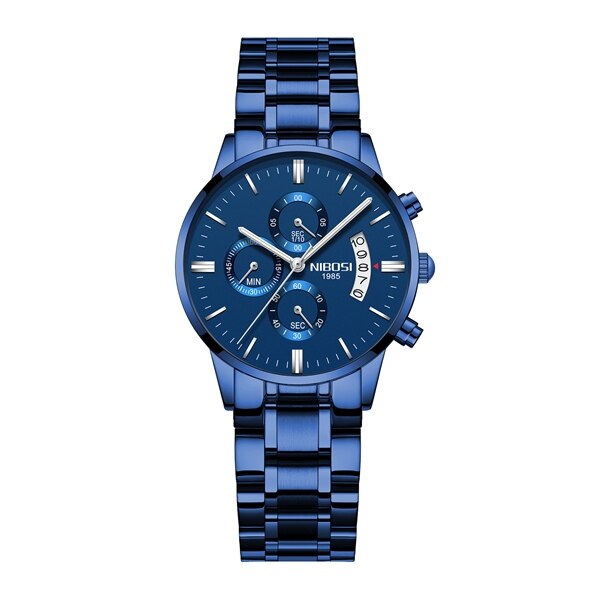 NIBOSI 2020 Top Brand New Cronografo Donna Orologio di Lusso Amante Orologio Classico Orologio Della Signora Bianco Orologi Vestito Orologio Relogio Feminino: blue