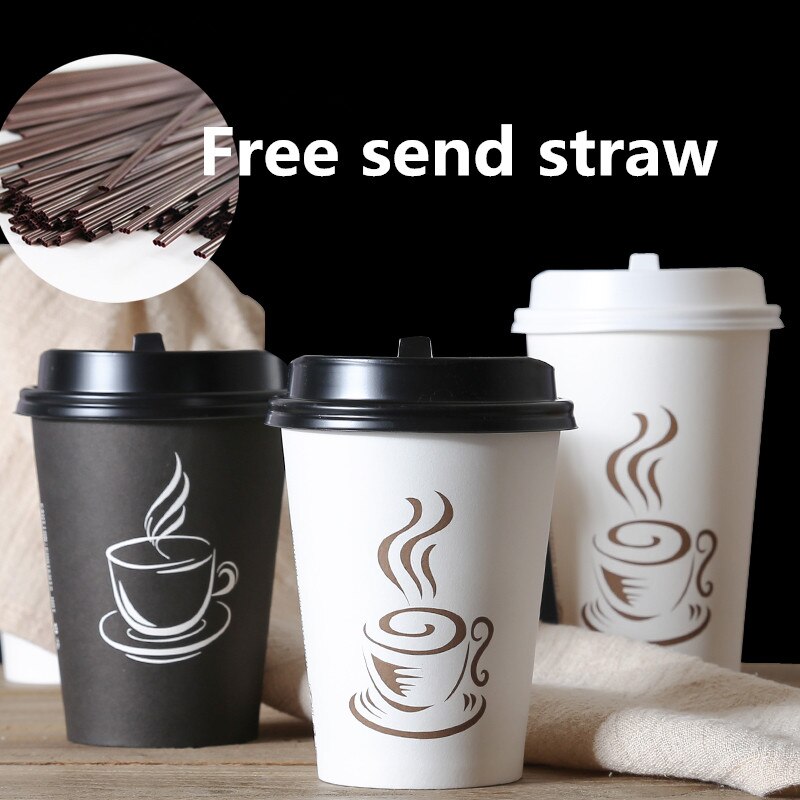 50 Stuks Wegwerp Drink Cup Party Gunsten Koffie Beker Melk Thee Glazen 250 Ml 400 Ml papier Cup Met Deksel