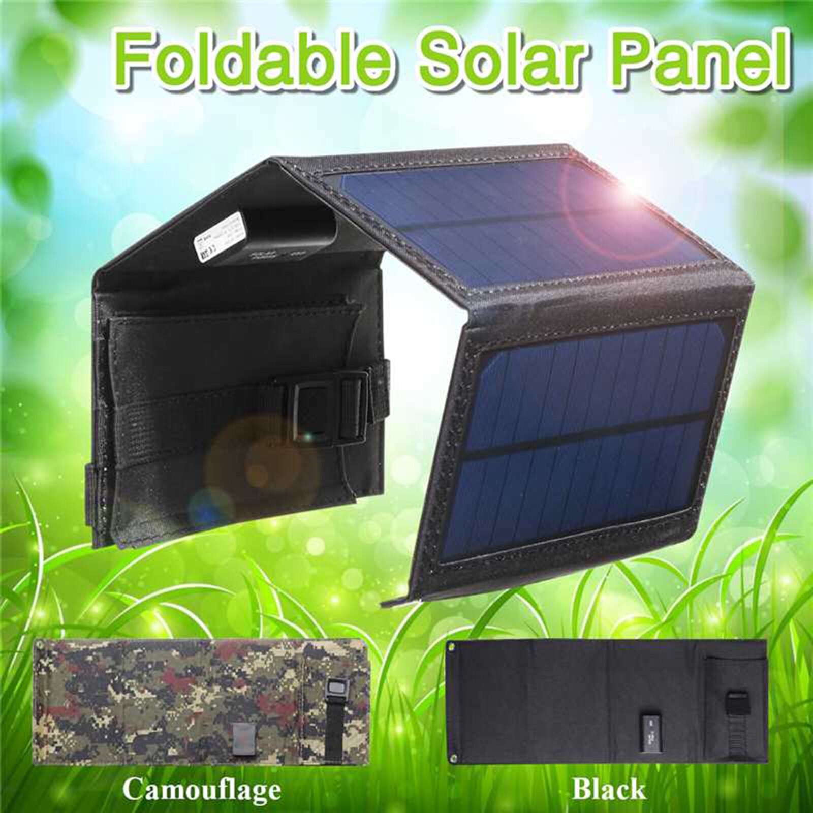 Waterproof 20W 5V Foldable USB Solar Panel Cells Charger for Camping Hiking Waterproof 5V Folding Solar Panels Cells For mobile