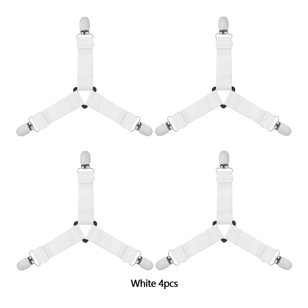 1/4Pcs Grippers Suspender Cord Clasps Adjustable Elastic Mattress Cover Adjustable Bed Sheet Fastener Strap Home Organize Gadget: White 4pcs