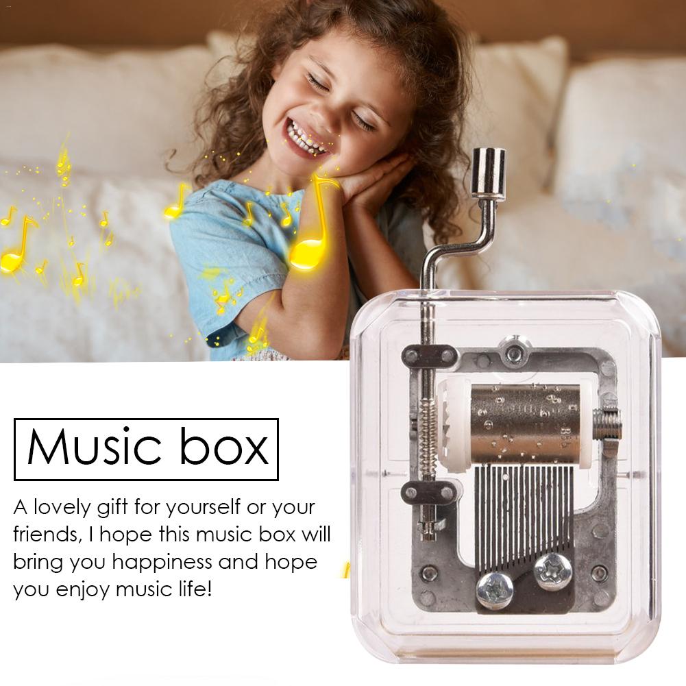 1 Pcs Mini Music Box Hand Cranking Music Movement Transparent DIY Music Box For Christmas