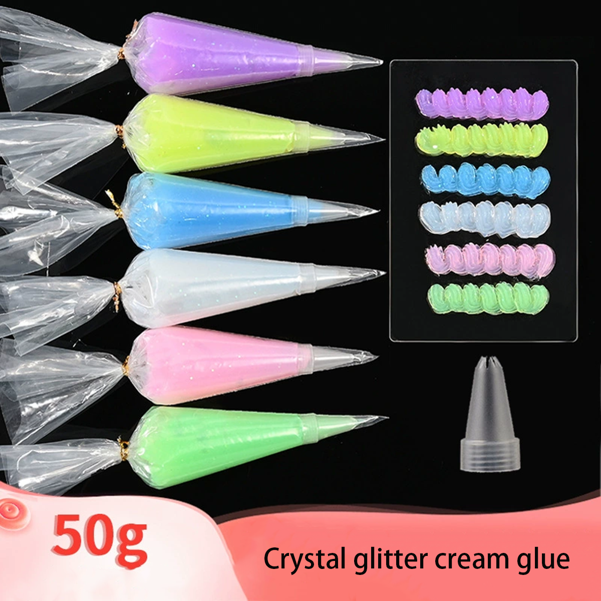 Colle gelée transparente 50g pour l'artisanat de bricolage | Colle crème simulée | Décoration de coque de téléphone, de fête, fournitures artistiques (Non-Toxi