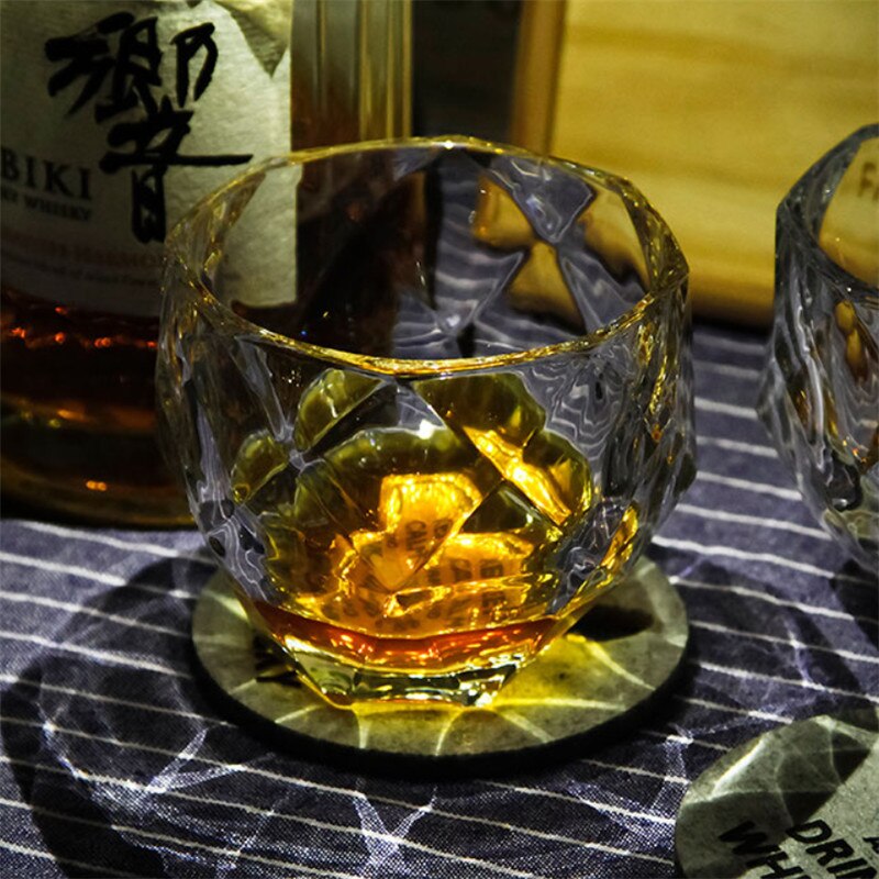 Transparante whiskybekers geometrische kristallen wodka beker huishoudelijke wijn cocktailbeker bar bier likeur mok drinkgerei