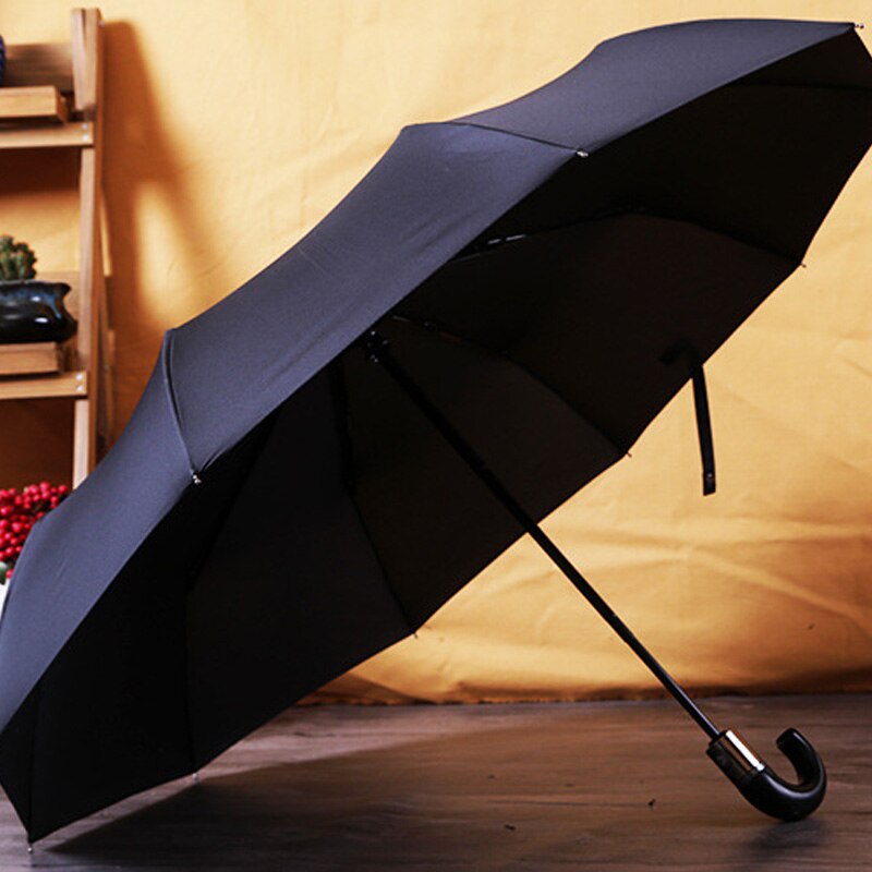 Parapluie classique de style anglais pour hommes, automatique, 10 nervures, résistant au vent, 3 plis, Parasol de professionnelle, pour la pluie