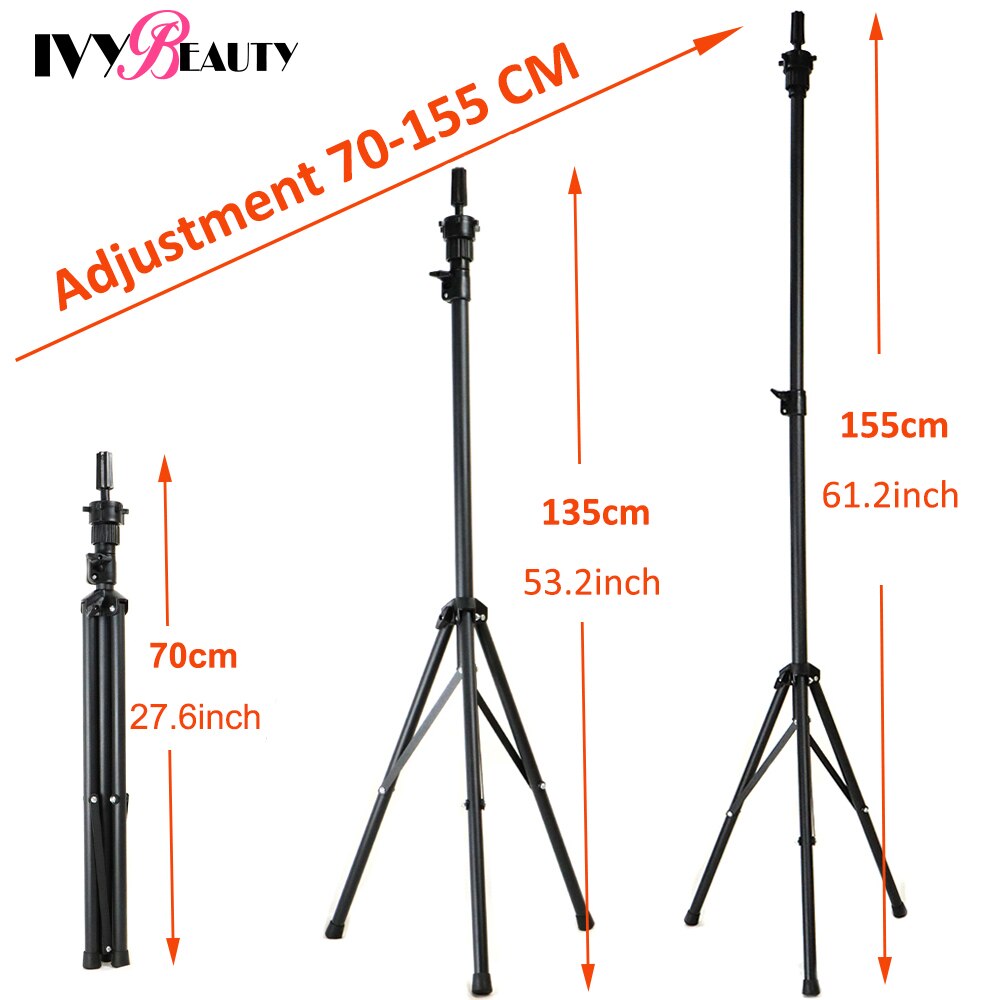 130cm Wig Stand Tripod Hairdressing Training Mannequin Head Tripod Holder For Hairdressers Salon Display Styling Tripod For Wigs: Burgundy