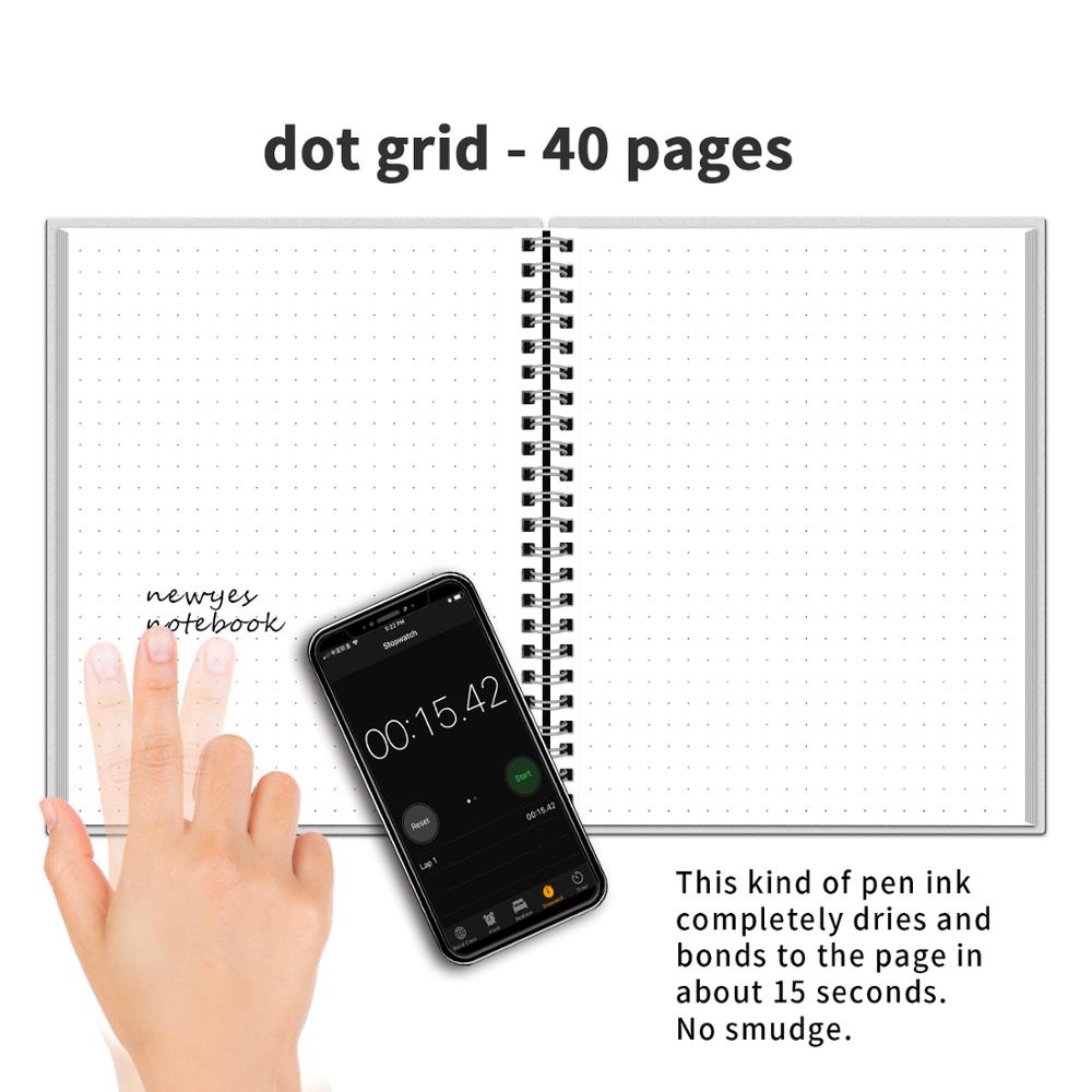 NEWYES dot grid Smart Reusable Erasable Spiral A4 Notebook Paper Notepad Diary Journal Office School Travelers Drawing: A4 Clear dot grid
