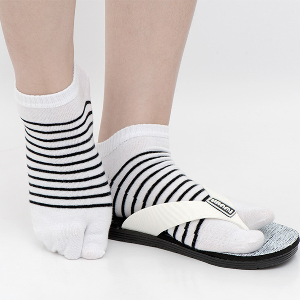 Japanese Kimono Flip Flop Sandal Split Toe Tabi Ninja Geta Socks Men Women Stripe Split 2 Toe Tabi Foot Finger Cotton Socks