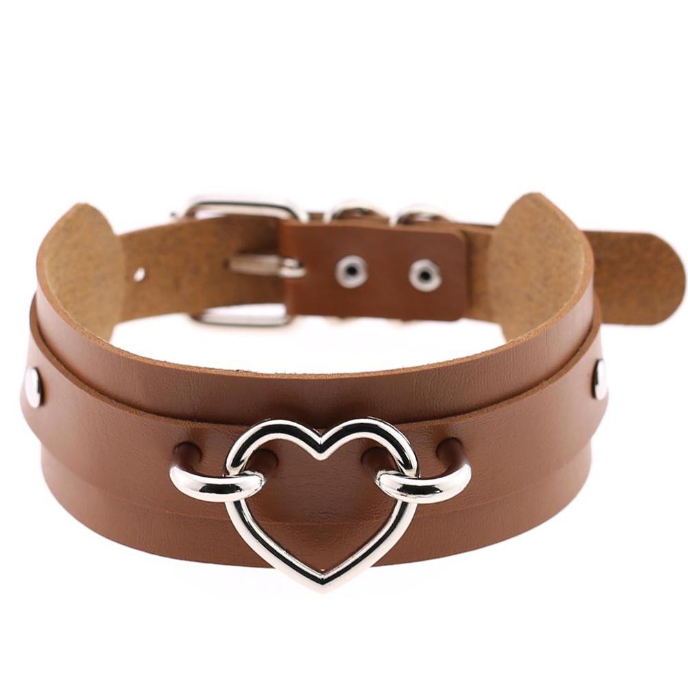 Gothic style heart choker cute collar goth jewelry harajuku accessories kawaii collar for women chocker halloween jewellery: brown