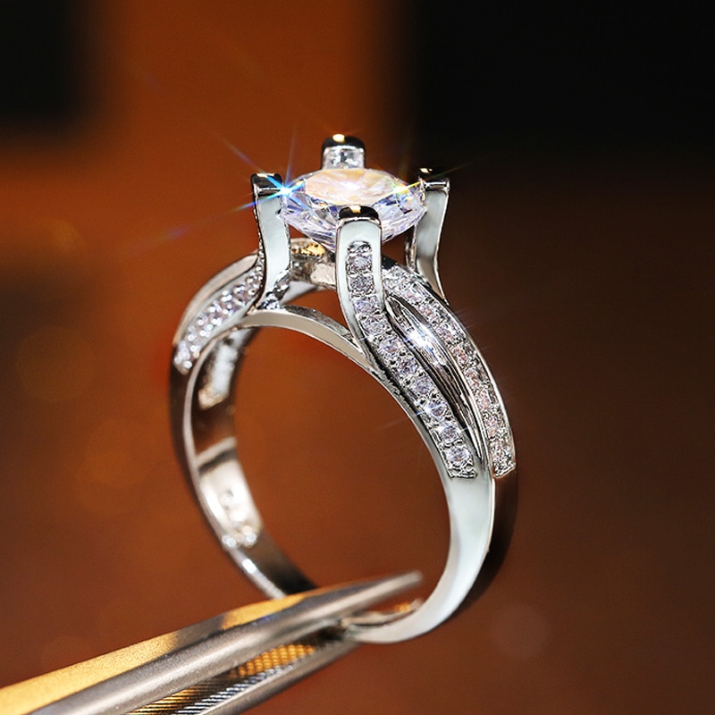 Huitan Classic Wedding & Engagement Jewelry Unique Style Promise Ring AAA Cubic Zirconia Luxurious Women Ring: 6