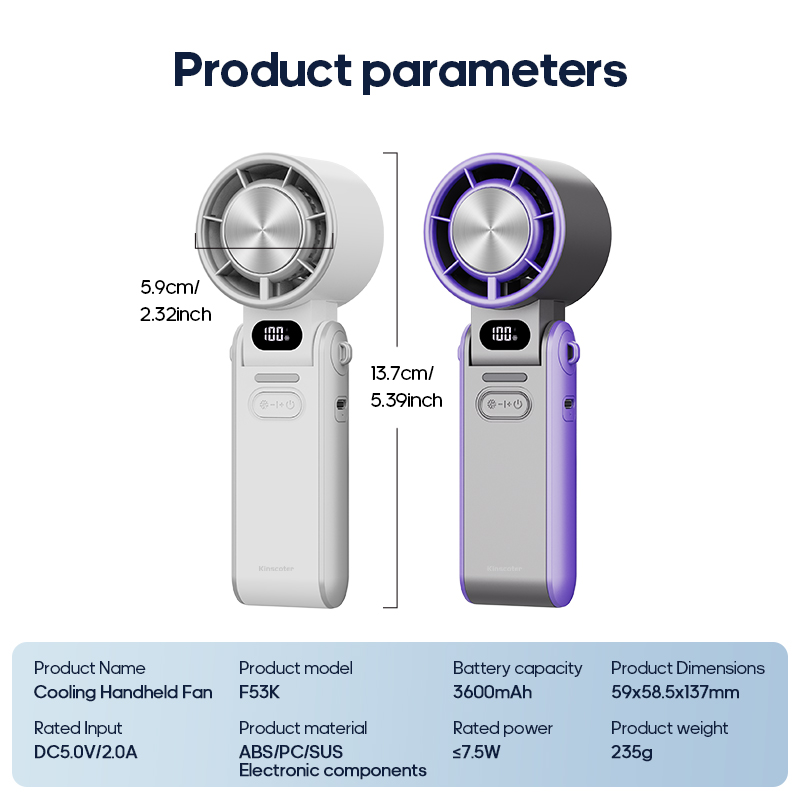 KINSCOTER-ventilador portátil plegable para exteriores, miniventilador Turbo de alta velocidad, recargable, 3600mAh, 100 niveles, Control libre