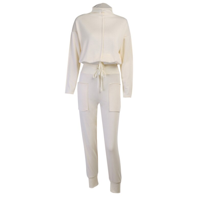 Girl's High Neck Cropped Sports Suit Solid Casual Simple Style Sweater Suit Sport Running Cool Two Pieces Suit