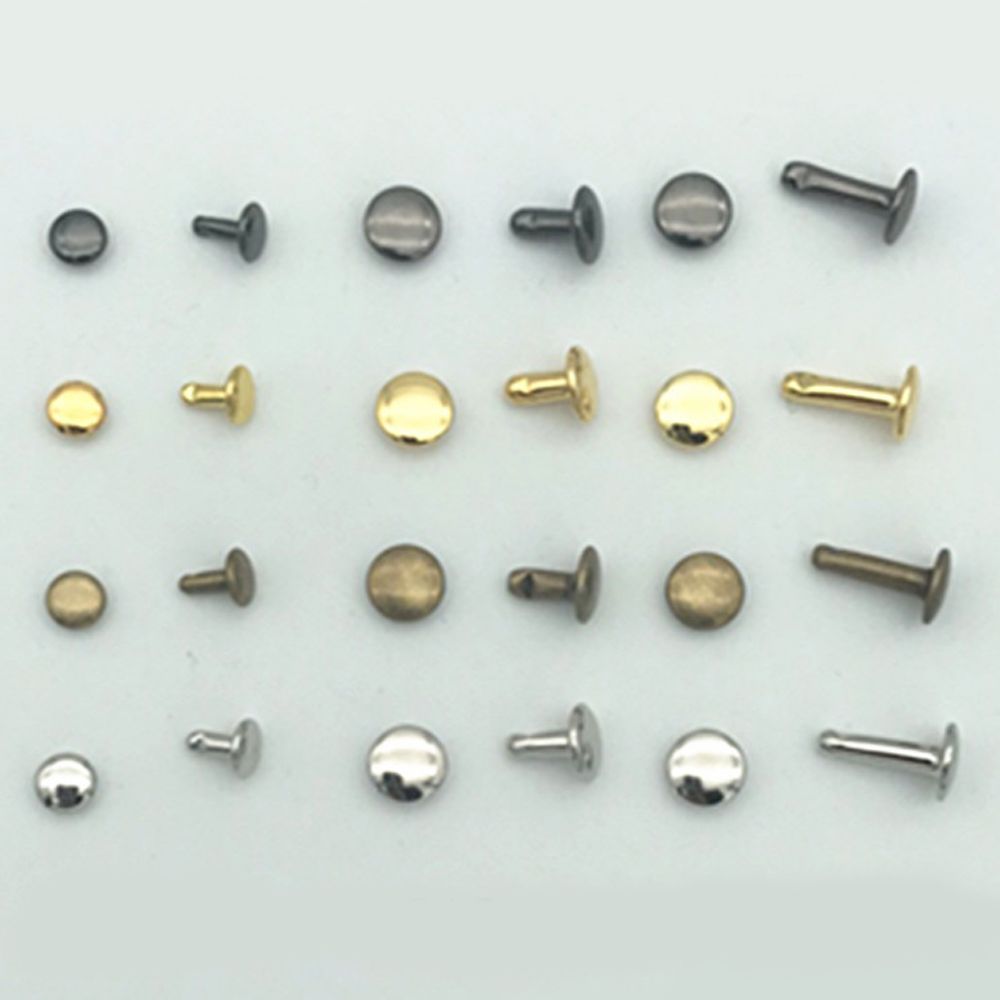 100sets/lot Garment Rivets Double-Sided Round Double Cap Rivet Stud Spikes for Clothing Shoes Belt Bag Punk Leather Craft Sewing: gold / 6x6